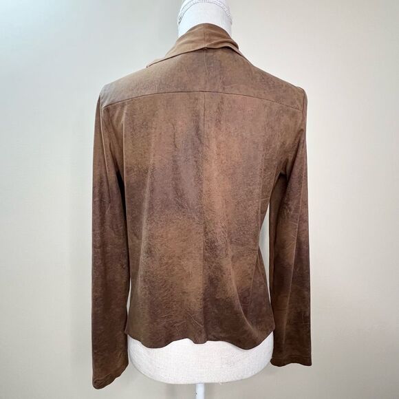 Bagatelle Faux Suede Draped Front Brown Western Jacket Small - Picture 6 of 12